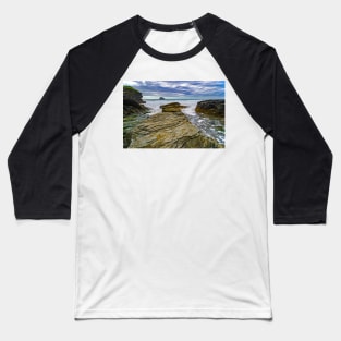 Trebarwith Strand at High Tide, Cornwall Baseball T-Shirt